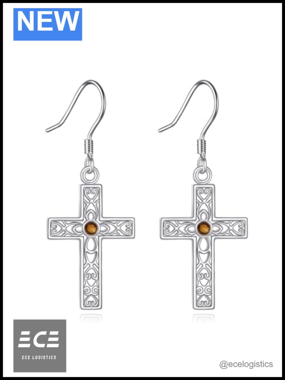 Sterling Silver Mustard Seed Cross Dangle Earrings Hypoallergenic Religious Gift